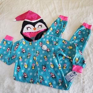 Max & Olivia Hooded Penguin Pajama Loungewear M